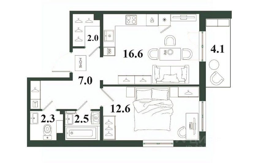 Продажа 1-комнатной квартиры 34,5 м², 11/12 этаж