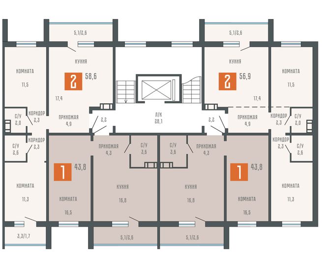 Продажа 1-комнатной квартиры 43,8 м², 10/10 этаж