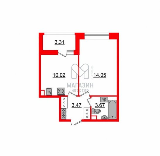 Продажа 1-комнатной квартиры 31,2 м², 3/19 этаж