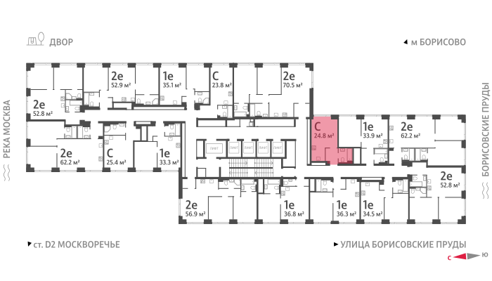 Продажа квартиры-студии 24,8 м², 15/52 этаж