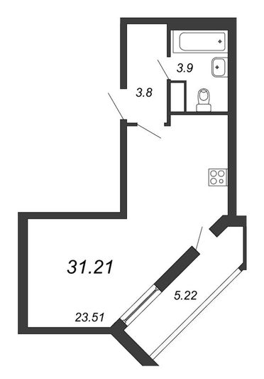 Продажа квартиры-студии 31,2 м², 3/25 этаж