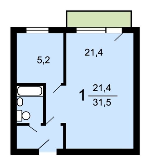 Продажа 1-комнатной квартиры 32 м², 3/9 этаж