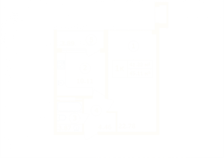 Продажа 1-комнатной квартиры 45,1 м², 7/9 этаж