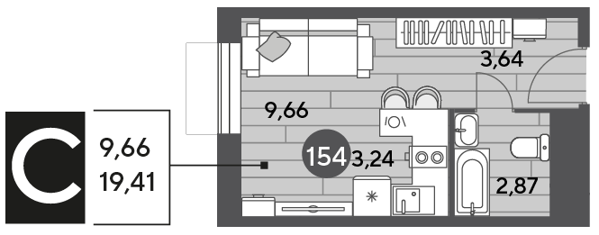 Продажа квартиры-студии 19,4 м², 9/10 этаж
