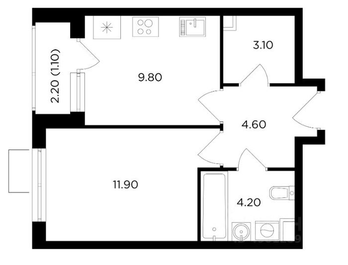 Продажа 1-комнатной квартиры 34,7 м², 4/18 этаж