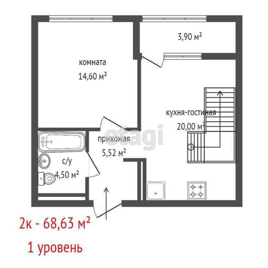 Продажа 2-комнатной квартиры 68,6 м², 13/27 этаж