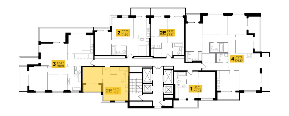 Продажа 2-комнатной квартиры 46,3 м², 28/29 этаж
