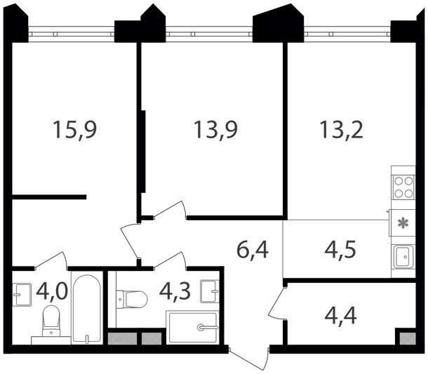 Продажа 2-комнатной квартиры 66,6 м², 14/17 этаж