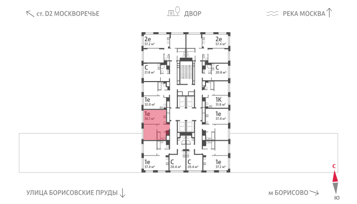 Продажа 1-комнатной квартиры 36,1 м², 13/30 этаж