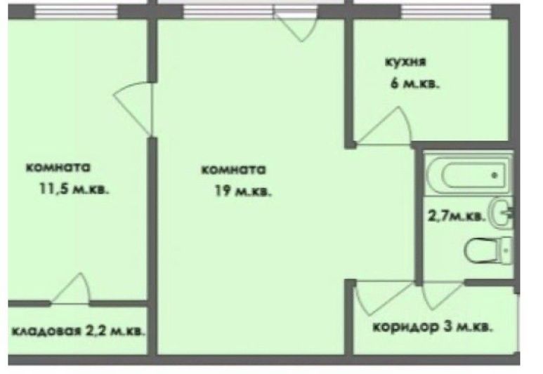 Продажа 2-комнатной квартиры 43,6 м², 1/3 этаж