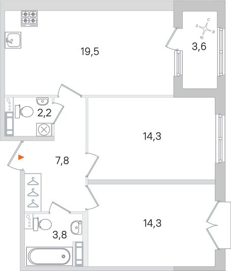 Продажа 2-комнатной квартиры 63,7 м², 4/4 этаж