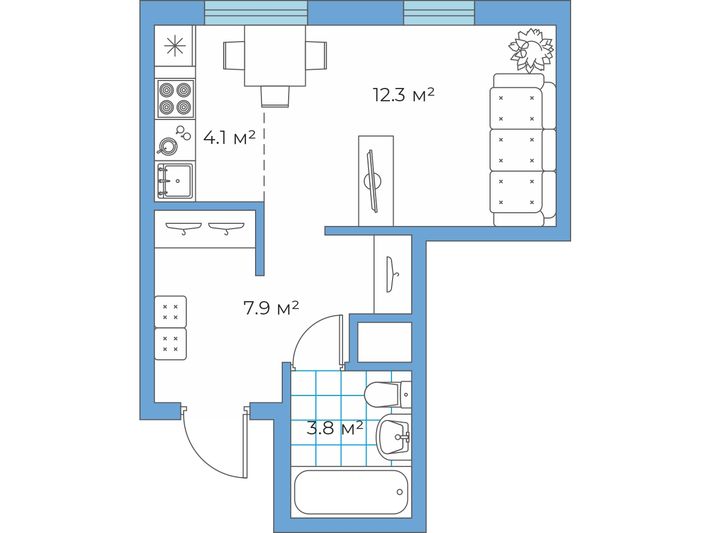 Продажа квартиры-студии 32 м², 1/10 этаж