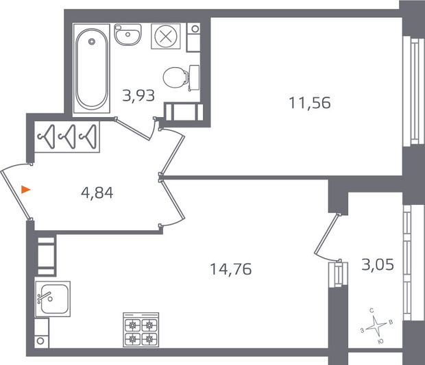 Продажа 1-комнатной квартиры 36,6 м², 10/17 этаж