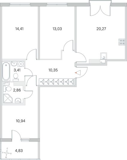 Продажа 3-комнатной квартиры 77,7 м², 4/4 этаж