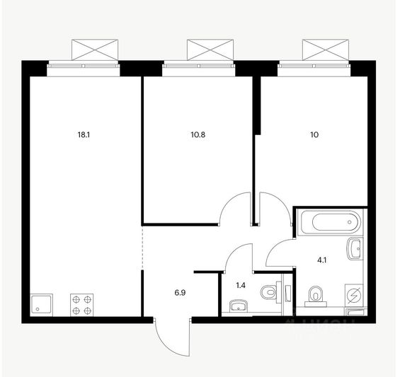 Продажа 3-комнатной квартиры 51 м², 25/33 этаж
