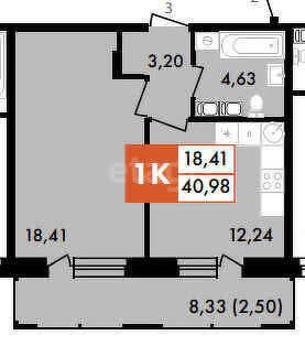 Продажа 1-комнатной квартиры 41 м², 4/10 этаж