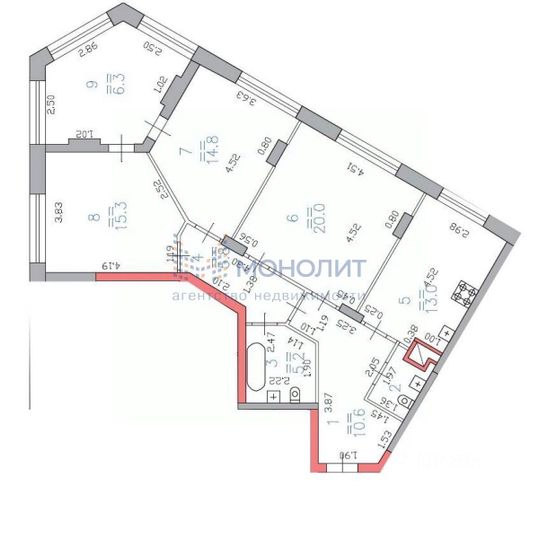 Продажа 3-комнатной квартиры 96,7 м², 5/21 этаж