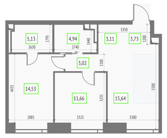 Продажа 2-комнатной квартиры 61,8 м², 35/57 этаж