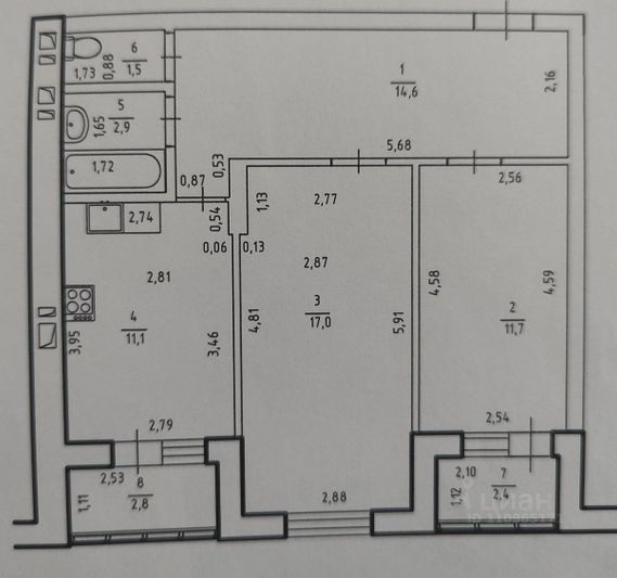 Продажа 2-комнатной квартиры 61,4 м², 7/10 этаж