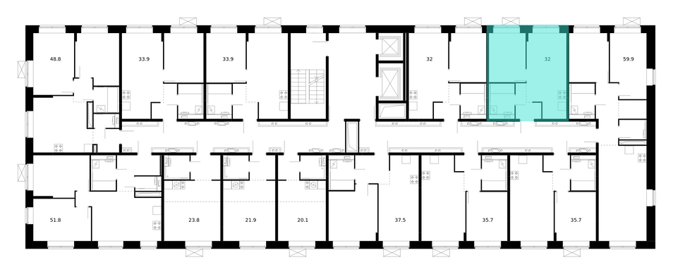 Продажа 1-комнатной квартиры 32 м², 9/10 этаж