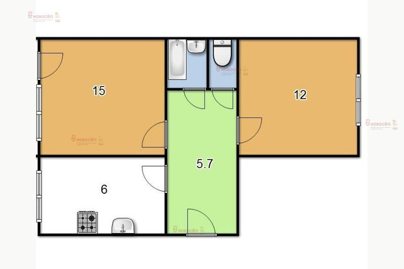 Продажа 2-комнатной квартиры 43 м², 1/5 этаж