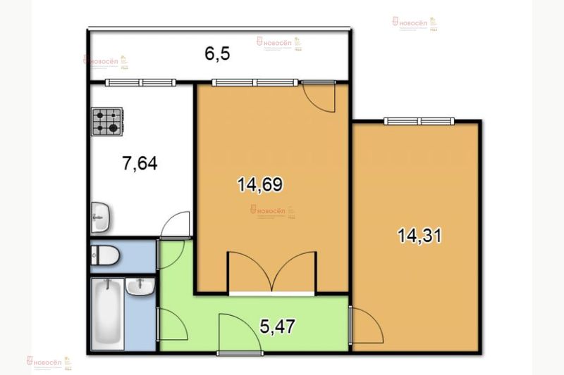 Продажа 2-комнатной квартиры 48 м², 10/10 этаж