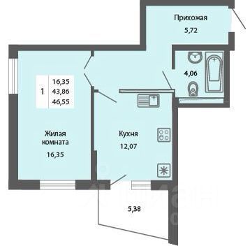 Продажа 1-комнатной квартиры 47 м², 9/33 этаж