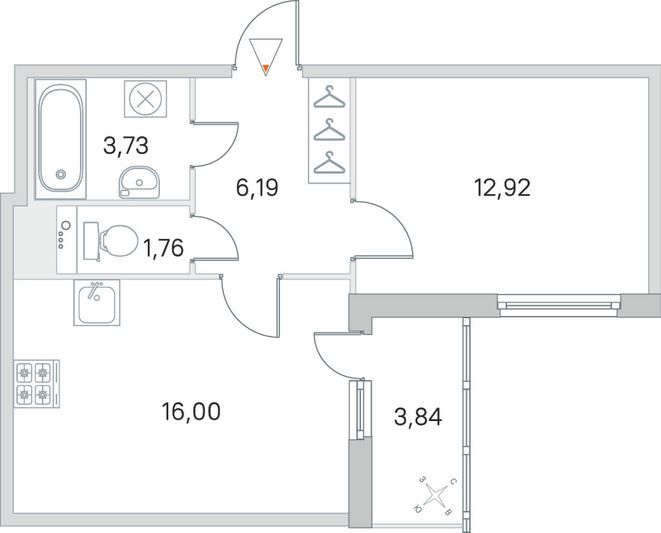 Продажа 1-комнатной квартиры 42,5 м², 5/8 этаж