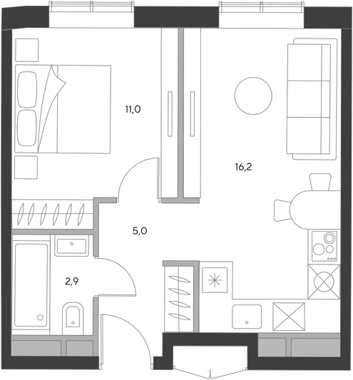 Продажа 1-комнатной квартиры 35,1 м², 21/21 этаж