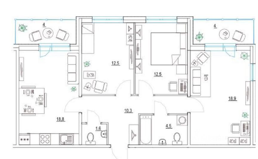 Продажа 3-комнатной квартиры 78,8 м², 1/4 этаж