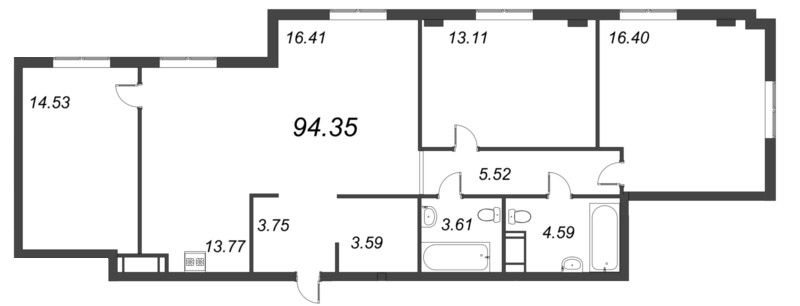 Продажа 4-комнатной квартиры 94,3 м², 7/10 этаж