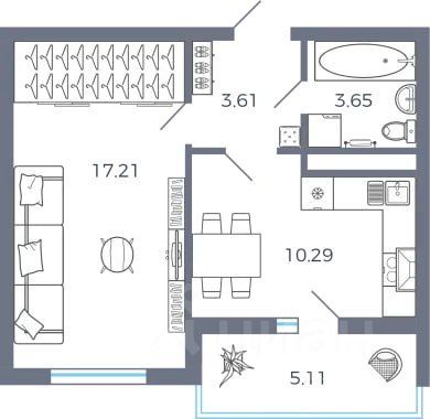 Продажа 1-комнатной квартиры 37 м², 9/10 этаж
