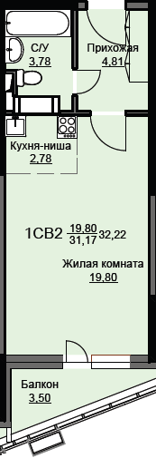 Продажа квартиры-студии 32,2 м², 17/17 этаж